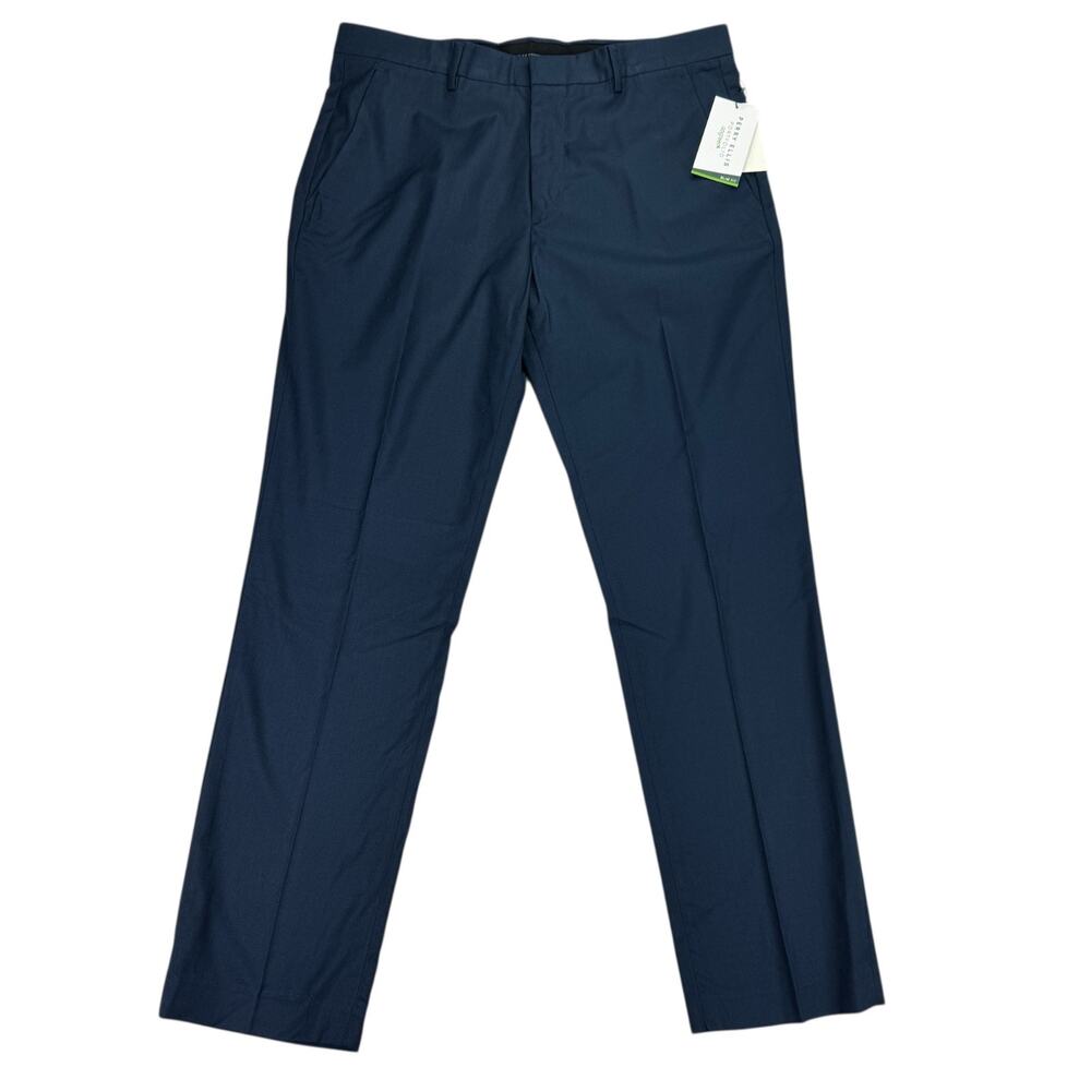 Perry Ellis Mens Slim Fit Non-Iron Stretch Dress Pants Eclipse Blue 33x30
